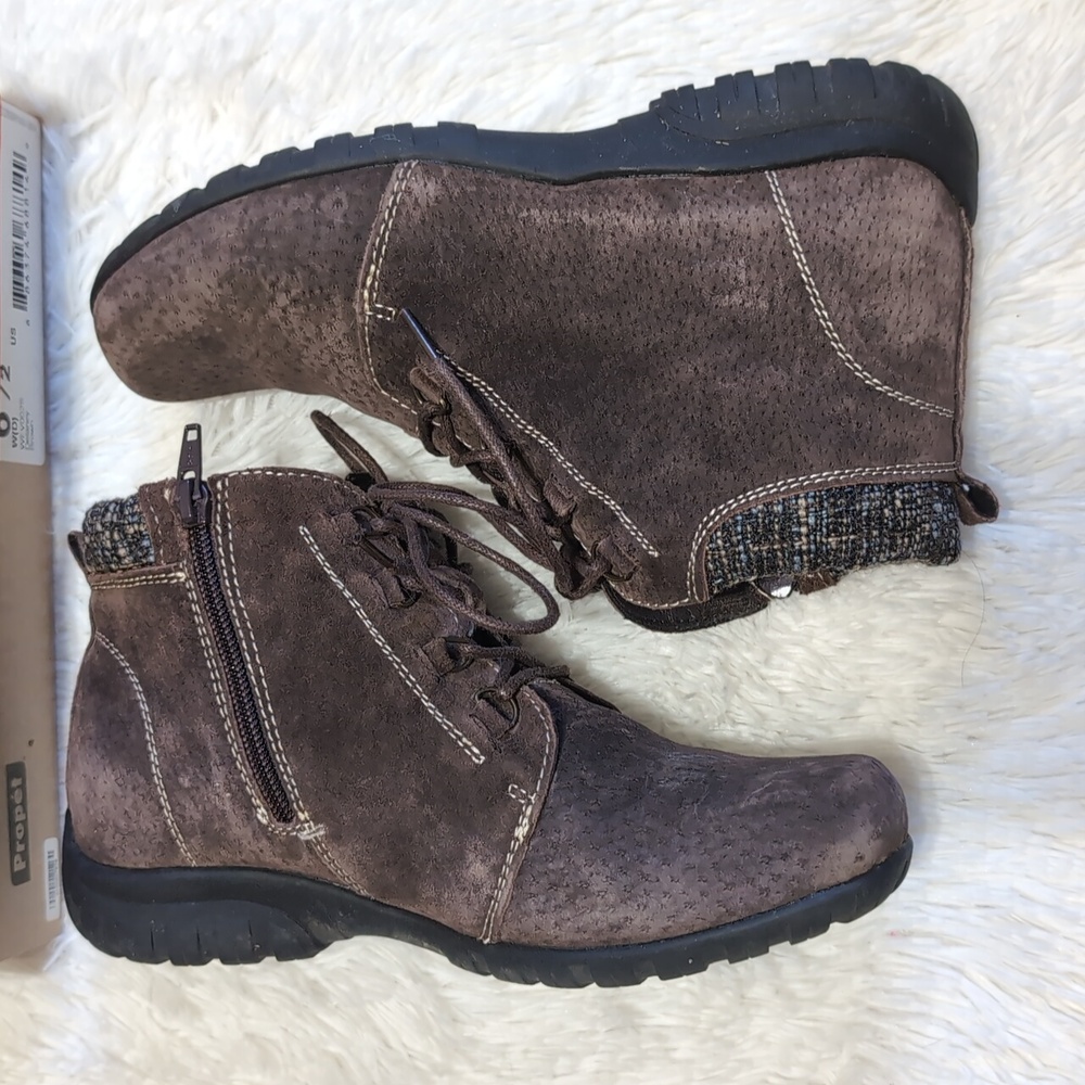 Propet Delaney Brown Suede Leather Hiking Chukka Lace Up Boots with Box 6.5 Wide - Picture 7 of 12